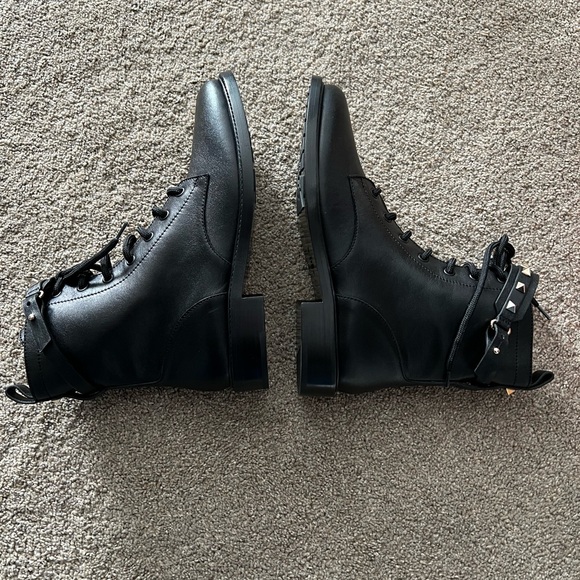 Valentino Garavani Black Studded Combat Boots - Picture 11 of 16